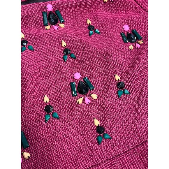 Dolce Vita Anthropologie Women's Gem Peplum Top Knit Burgundy Sweater sz Lg - Picture 4 of 9